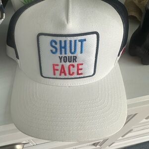 G/FORE White Trucker Hat with "SHUT YOUR FACE" Patch